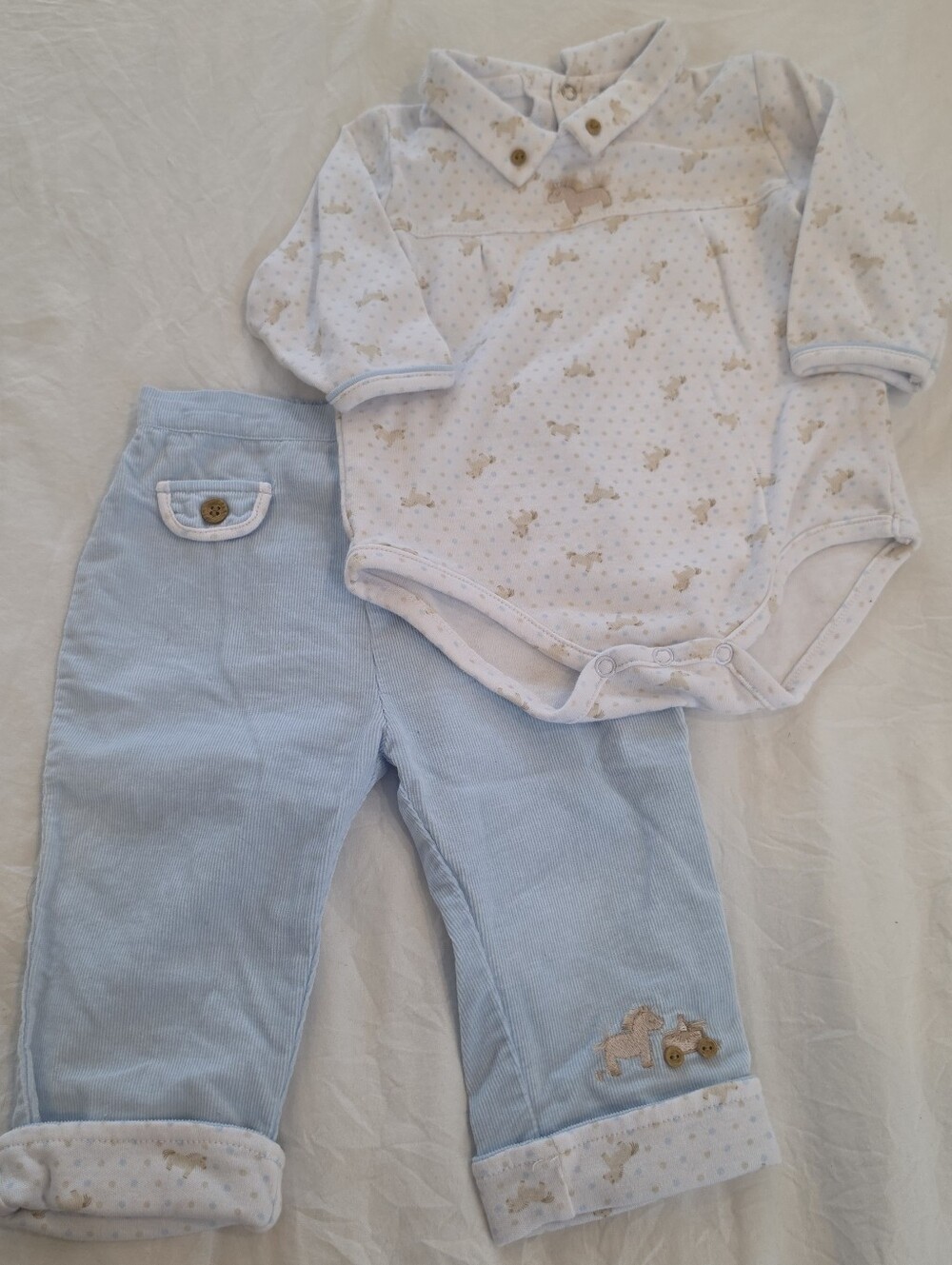 Le Top Baby Horse Print Two Piece  Outfit 9m